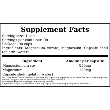 Magnesium Citrate - 90caps. - 2