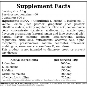 BCAA + Citrulline - 600g - Raspberry - 2