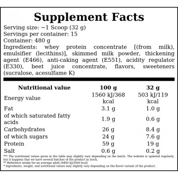 Protein - 480g - Cookies with cream - 2