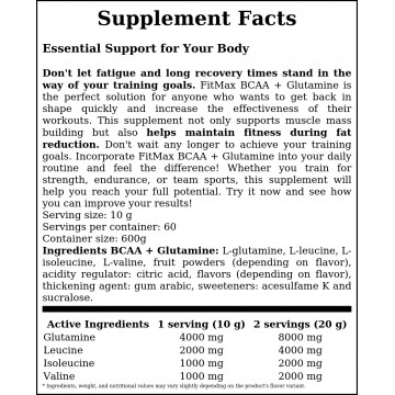 Bcaa + Glutamine - 600g - Raspberry - 2