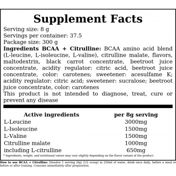 Bcaa + Citrulline - 300g - Raspberry - 2