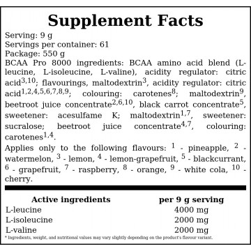 BCAA Pro 8000 - 550g - Raspberry - 2