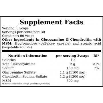 Glucosamine & Chondroitin with MSM - 90vcaps - 2