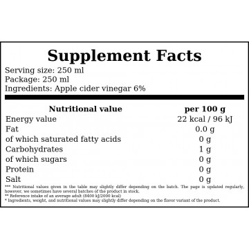 Ocet Jabłkowy Vinegar 6% - 250ml - 2