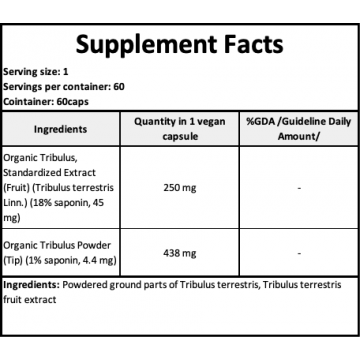 Organic Tribulus - 60caps. - 2