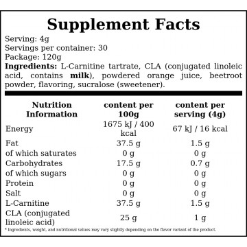 Carnitine+ CLA - 120g - Fruit Punch - 2