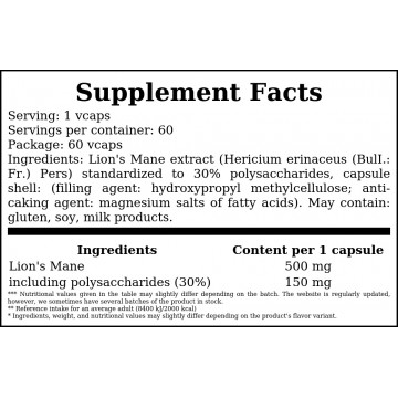 Lion's Mane - 60vcaps. - 2