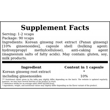 Korean Ginseng - 90vcaps. - 2