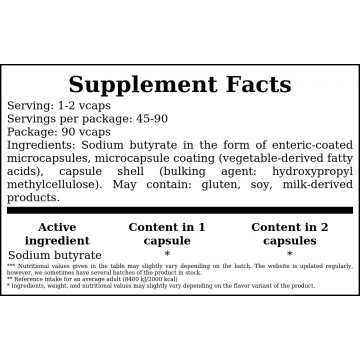 Sodium Butyrate 90vcaps. - 2