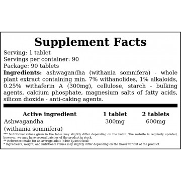 Ashwagandha 100% - 90tabs - 2