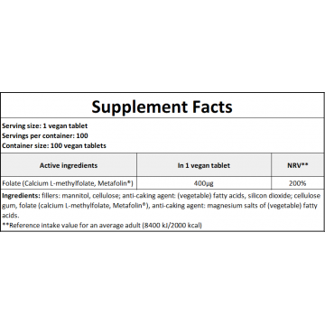 Folacin 400mcg - 100vtabs. - 2