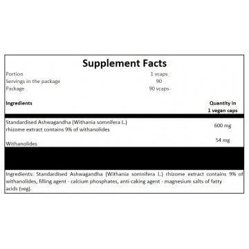 Ashwagandha 600mg - 90 vcaps. - 2