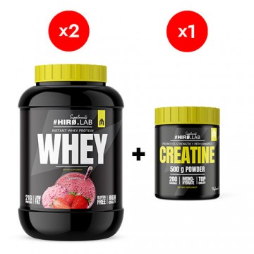 Instant Whey Protein - 2000g - Strawberry x2 + Creatine - 500g – Unflavored - 2