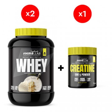 Instant Whey Protein - 2000g - White Chocolate x2 + Creatine - 500g - Unflavored - 2