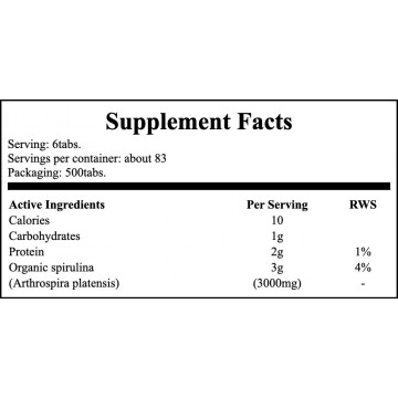 Spirulina 500mg - 500tabs. - Sale - 2