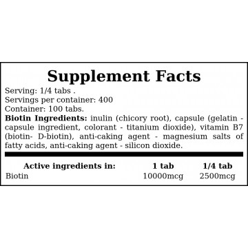 Biotin - 100tabs. - Sale - 2