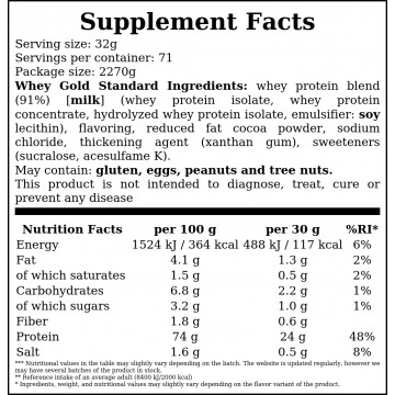 Whey Gold Standard - 2270g - Milk Chocolate - 2