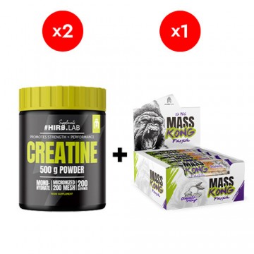 Creatine - 500g - Unflavored x2 + WY Mass Kong FlapJack - 90g - Chocolate Orange x12 - Sale - 2