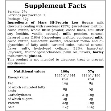 Baton Mars HIProtein LS Bar - 57g - Classic x12 - 2