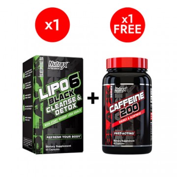 Lipo 6 Black Cleanse & Detox - 60caps + Caffeine 200 - 60caps. - 2